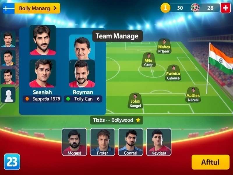 Bollywood Football Icons team management interface
